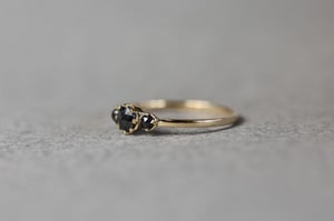 Image of 18ct gold, Rose cut black diamond trilogy ring (IOW197)