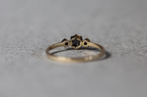 Image of 18ct yellow gold, Rose-cut black diamond trilogy ring (IOW197)