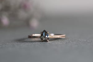 Image of 18ct Rose gold, Pear shaped dark grey diamond ring (IOW198)
