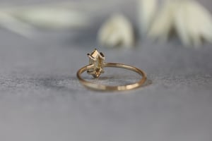 Image of 18ct yellow gold, long hexagonal, pale citrine diamond ring (IOW200)