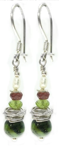 Chrysoprase Coiled Sterling Silver Dangly Earrings