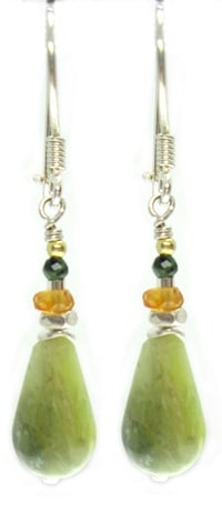 ONE OFF Andean Opal, Sapphires & Emerald Dangly Earrings