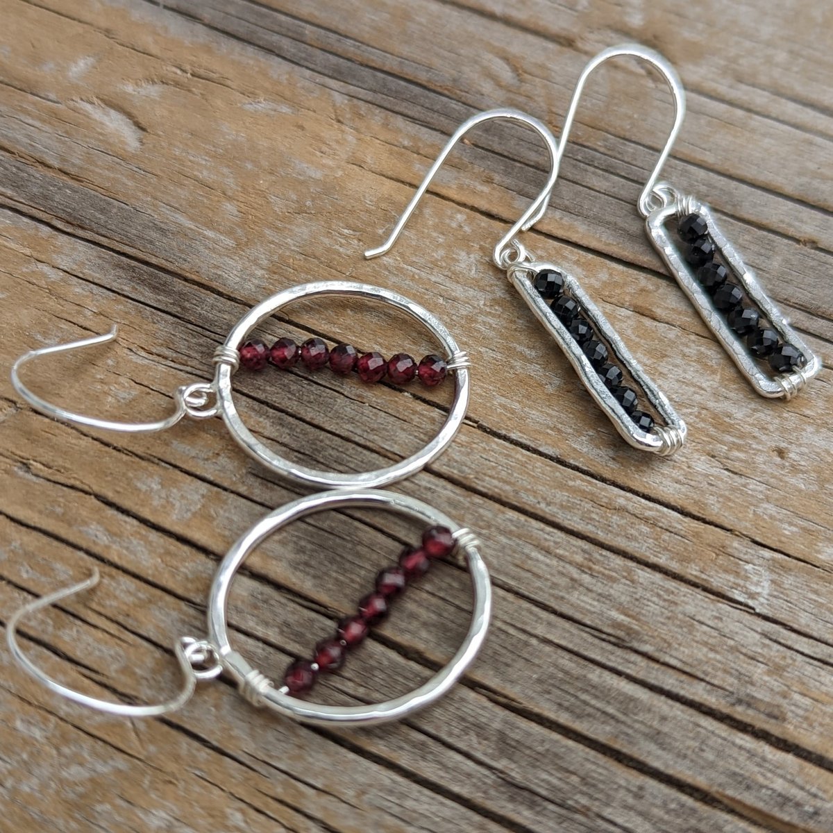 Image of Glamorous gemstone and silver earrings 