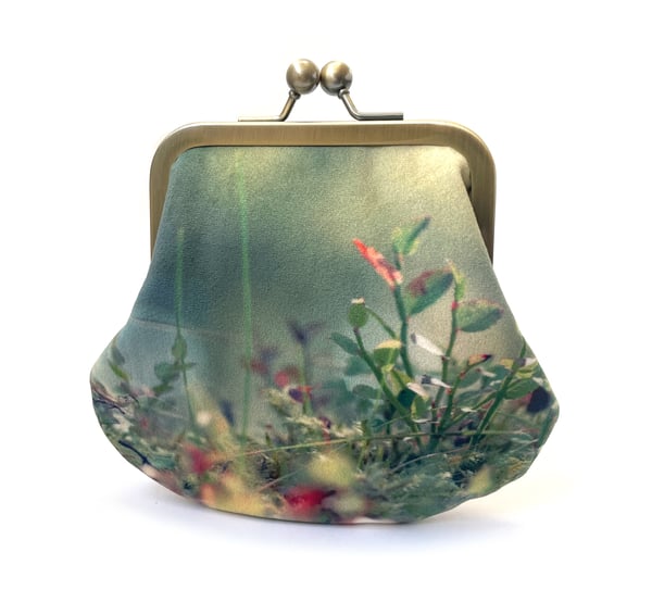 Image of Woodland glade, LARGE velvet kisslock purse