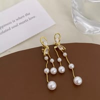Image 1 of Elegant Pearl & Bow Earring