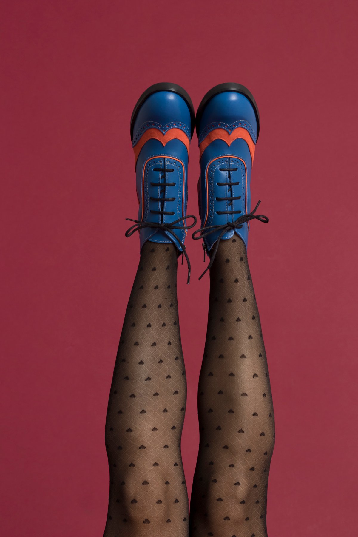 Image of OUTLET Bota oxford cordones azul y naranja