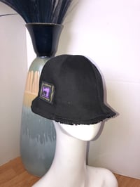 Image 5 of H.O.D. Bucket Hat Black Sequins & Denim Panel Crown W/Reversible Black Luxe Denim Side