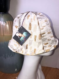 Image 2 of H.O.D. Bucket Hat Creamy Silky Embriodery Fabric W/Reversible Golden Stonewash Denim Side