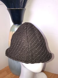 Image 3 of H.O.D. Bucket Hat Cream Linen Embroidery China Dogs W/Solid Brown Woven Knit Side