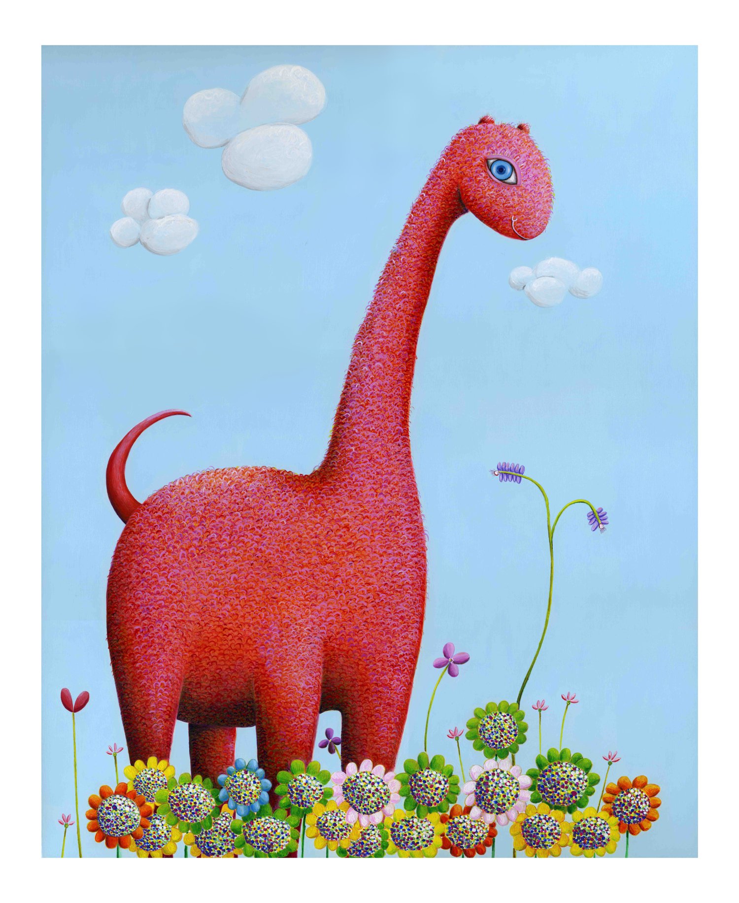 Image of Fuzzy Dinosaur Limited Edition Print 11" x 14"