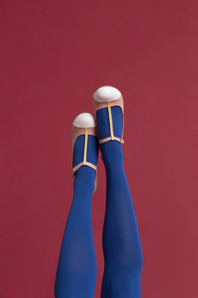 Image of Zapato rosa maquillaje, azul y blanco