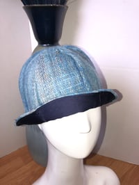 Image 3 of H.O.D. Bucket Hat Powder Blue Vintage Wool W/Reversible Navy Silk-Rayon Side