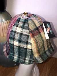 Image 2 of H.O.D. Bucket Hat Multi Color Wool Plaid Fabric W/Reversible Navy Moroccan Fabric