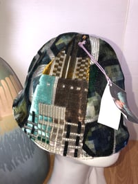 Image 2 of H.O.D. Bucket Hat Velvet Multi Color Geometric Pattern W/Reversible Cream Velvet Fabric