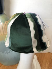 Image 2 of H.O.D. Bucket Hat Green & Cream Accented Velvet W/Reversible Cream Linen Fabric