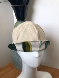 Image 4 of H.O.D. Bucket Hat Green & Cream Accented Velvet W/Reversible Cream Linen Fabric