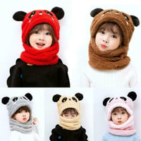 Autumm and winter Cute bear hood and pull up scarf