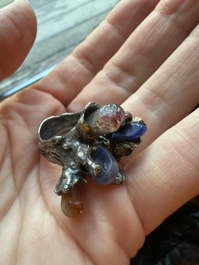 late 60s multi stone cosmic ring