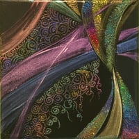 Image 1 of "Time Warp" Original Henna Painting by Katy DeBra, 6" x 6" x 0.5"