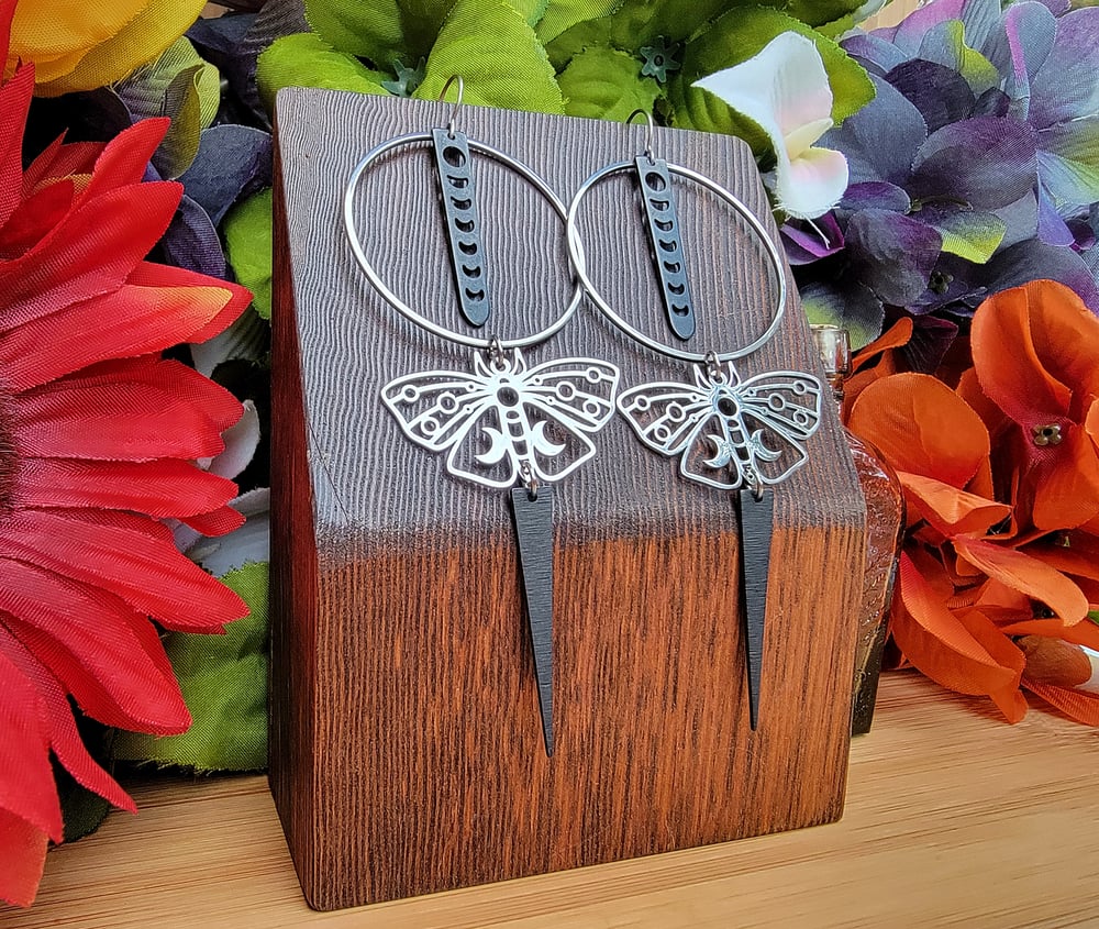 Image of Luna Moth Hoop Earrings