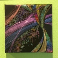 Image 2 of "Time Warp" Original Henna Painting by Katy DeBra, 6" x 6" x 0.5"