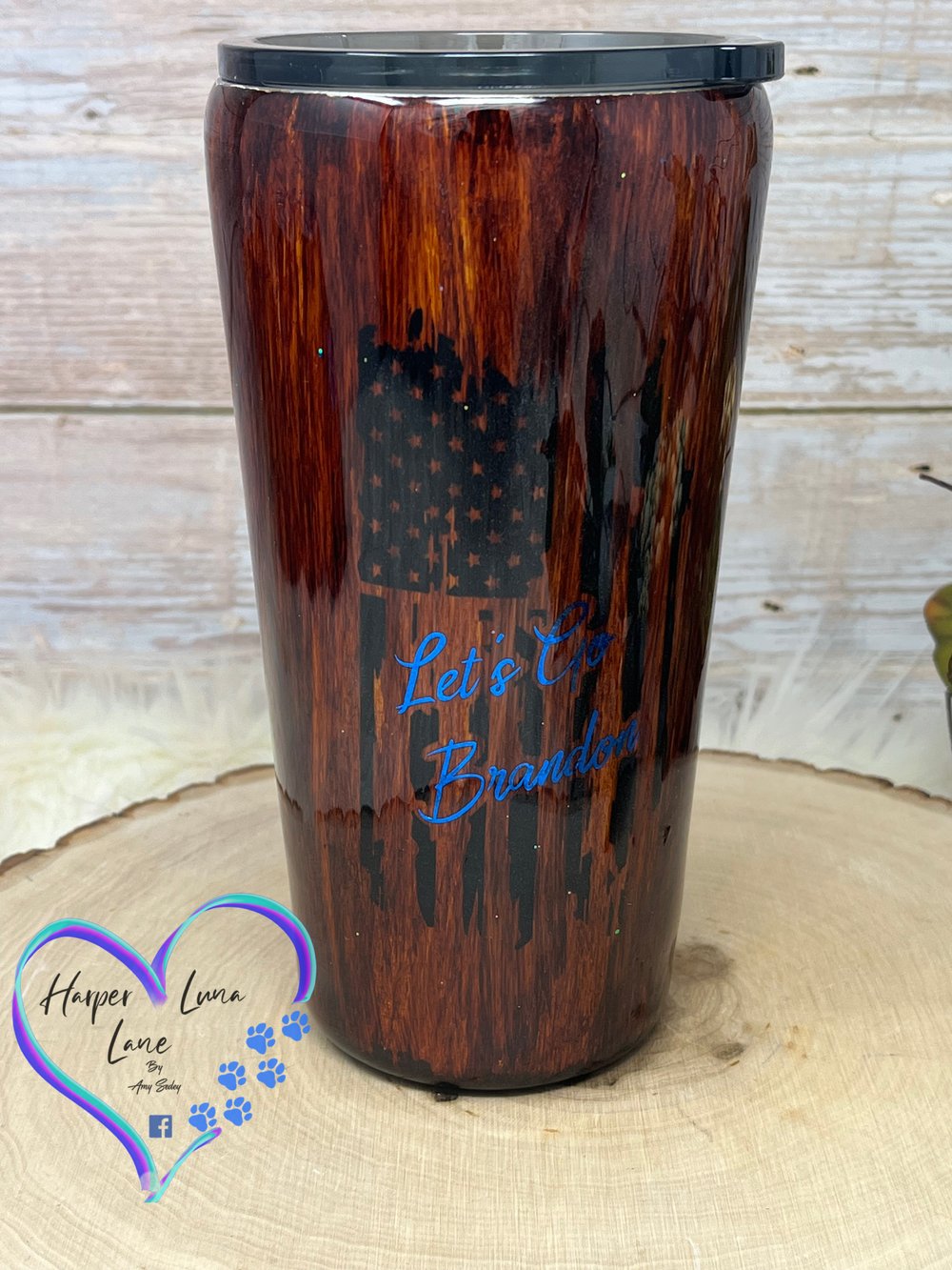 Image of 16oz Let's Go Brandon Woodgrain Tumbler