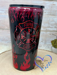 Image 3 of 16oz Fire Fighter Flame Tumbler