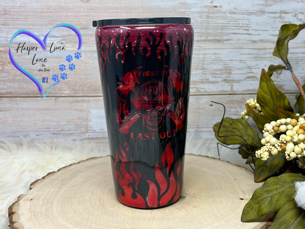 Image of 16oz Fire Fighter Flame Tumbler