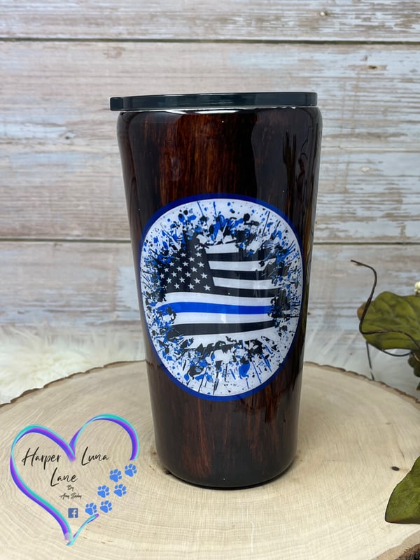Image of 16oz Police Woodgrain Tumbler
