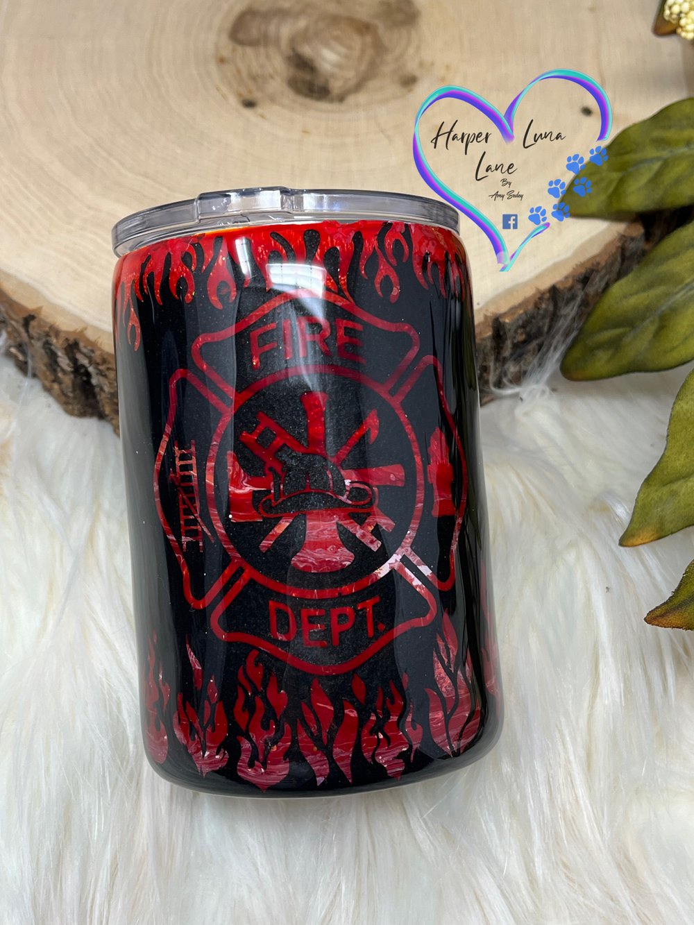 Image of 12 oz Fire Fighter Flames Whiskey Tumbler