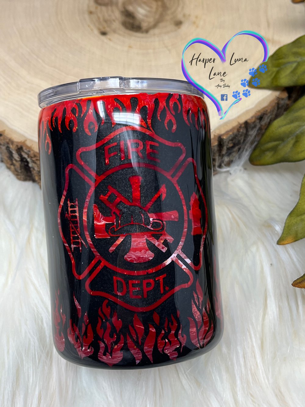 Image of 12 oz Fire Fighter Flames Whiskey Tumbler