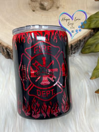 Image 3 of 12 oz Fire Fighter Flames Whiskey Tumbler