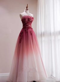 Image 1 of Lovely Gradient Tulle A-line Long Formal Dress, Gradient Floor Length Prom Dresses