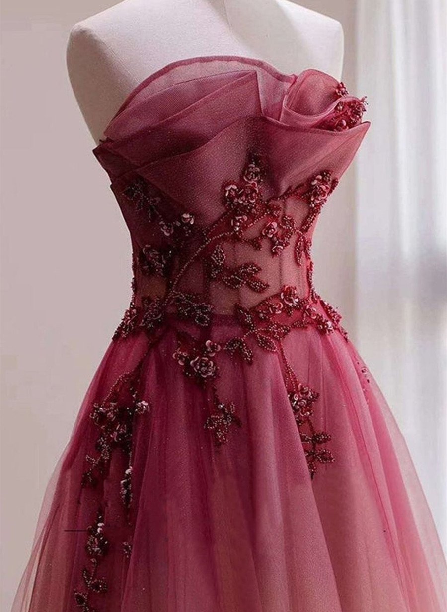 Lovely Gradient Tulle A-line Long Formal Dress, Gradient Floor Length Prom Dresses