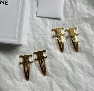 Image of Auth Celine Triomphe Gold Hair Clip 