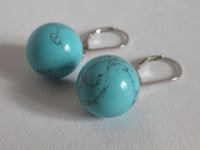 Image 3 of Kate Middleton Princess of Wales Inspired Replikate Turquoise Ball Earrings December Birthstone