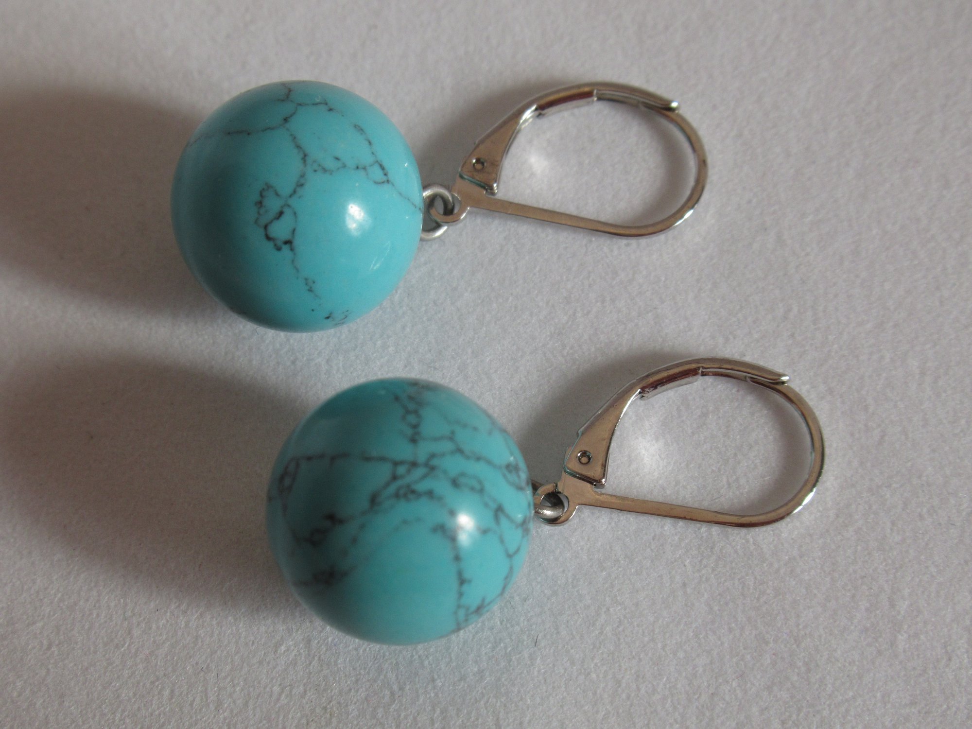 Oval Metriz Turquoise w/Ball Detail Earrings Oval Metriz Turquoise w/Ball Detail Earrings