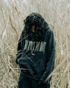 RHINESTONE LOGO HOODIE ACID WASH BLACK