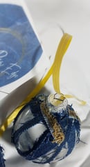 Image 1 of Tasty Raw Edge Denim Bulb Ornament-“See Thru Potential”