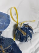 Image 2 of Tasty Raw Edge Denim Bulb Ornament-“See Thru Potential”