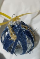 Image 3 of Tasty Raw Edge Denim Bulb Ornament-“See Thru Potential”