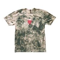 Image 1 of Bear Stamp on Royal Pine / Reverse Tie-Dye T-shirt w/ Red Print