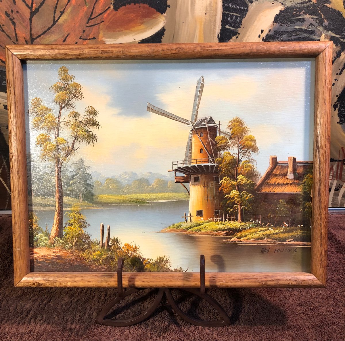 Image of Windmill Landscape Oil on Canvas x Ray Hillcock