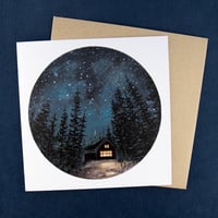 Image 4 of Cabin At Night Greetings Card by Charis Raine Illustration