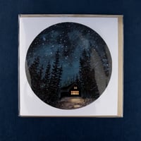 Image 2 of Cabin At Night Greetings Card by Charis Raine Illustration