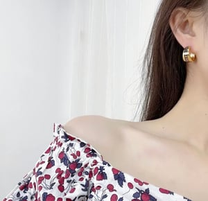 Image of (THIS ITEM JUST SOLD) Auth DIOR Monogram Gold Tone Earrings