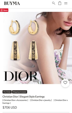 Image of (THIS ITEM JUST SOLD) Auth DIOR Monogram Gold Tone Earrings