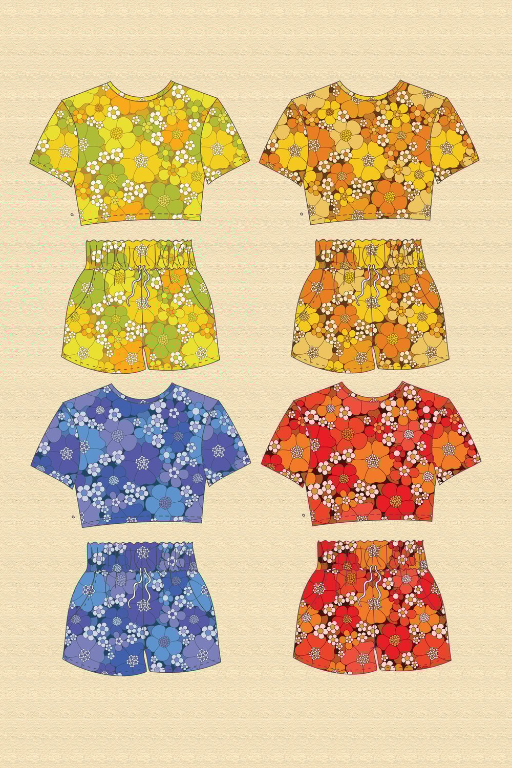 Crop and Jogger shorts SET in Spring fling