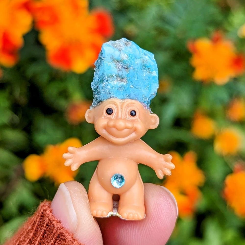 Made to order - RARE "White Water" Turquoise Crystal Troll Mini 1.5"