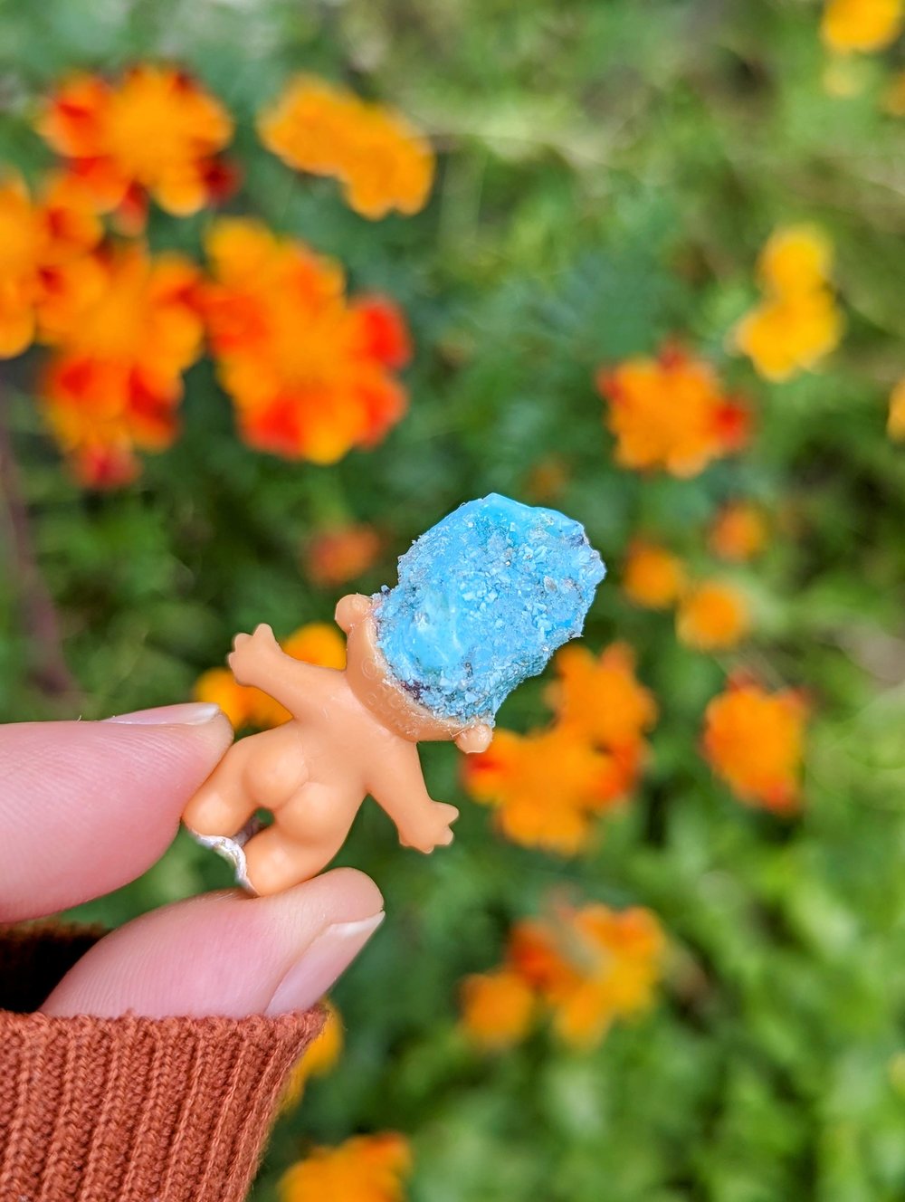 Made to order - RARE "White Water" Turquoise Crystal Troll Mini 1.5"